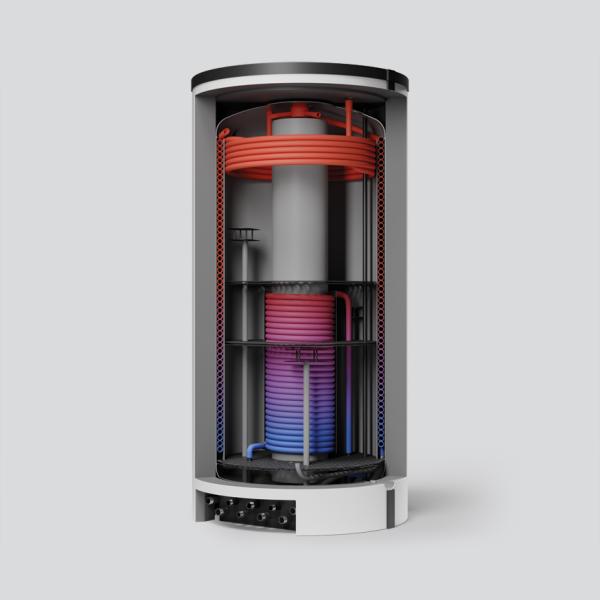 LINK 3 - Schichtspeicher mit integriertem Gegenstrom Wärmetauscher